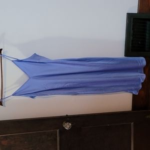 Express Blue Satin V-neck Midi Slip Dress Size Large